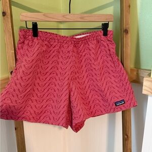 Patagonia Women's Red Wave Pattern Baggie Shorts